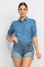 Load image into Gallery viewer, Button-down Denim Shirt Top
