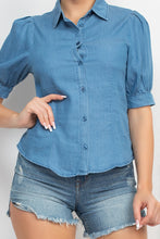 Load image into Gallery viewer, Button-down Denim Shirt Top
