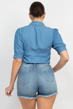Load image into Gallery viewer, Button-down Denim Shirt Top
