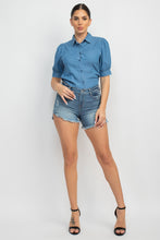 Load image into Gallery viewer, Button-down Denim Shirt Top
