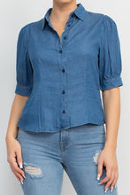 Load image into Gallery viewer, Button-down Denim Shirt Top
