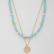 Load image into Gallery viewer, Coin Wood Bead Layered Necklace
