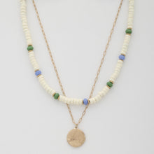 Load image into Gallery viewer, Coin Wood Bead Layered Necklace
