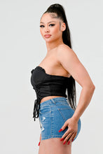 Load image into Gallery viewer, Luxe sweetheart ruffled drawstring lace bustier top
