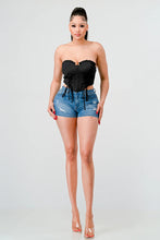 Load image into Gallery viewer, Luxe sweetheart ruffled drawstring lace bustier top
