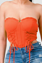 Load image into Gallery viewer, Luxe sweetheart ruffled drawstring lace bustier top
