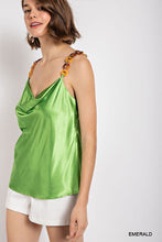 Load image into Gallery viewer, Cowl neck satin camisole with chain strap
