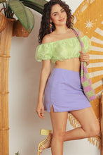 Load image into Gallery viewer, Organza Puff Short Sleeve Crop Top
