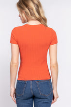 Load image into Gallery viewer, Short Slv Crew Neck Variegated Rib Knit Top
