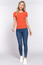 Load image into Gallery viewer, Short Slv Crew Neck Variegated Rib Knit Top

