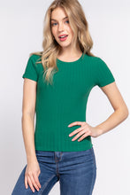 Load image into Gallery viewer, Short Slv Crew Neck Variegated Rib Knit Top
