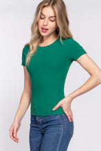 Load image into Gallery viewer, Short Slv Crew Neck Variegated Rib Knit Top
