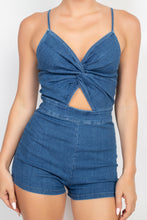 Load image into Gallery viewer, Denim Twisted-front Cutout Romper
