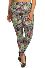 Load image into Gallery viewer, Plus Size Abstract Print, Full Length Leggings In A Slim Fitting Style With A Banded High Waist
