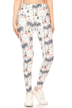 Load image into Gallery viewer, 5-inch Long Yoga Style Banded Lined Sailor Printed Knit Legging With High Waist
