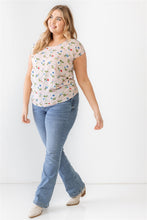 Load image into Gallery viewer, Plus Flower Print Ruched Top
