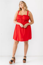 Load image into Gallery viewer, Plus Red Woven Ruffle Sleeveless Mini Dress
