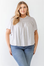 Load image into Gallery viewer, Plus Grey Cotton Blend Smoked Short Sleeve Top
