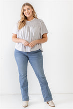 Load image into Gallery viewer, Plus Grey Cotton Blend Smoked Short Sleeve Top
