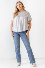 Load image into Gallery viewer, Plus Grey Cotton Blend Smoked Short Sleeve Top
