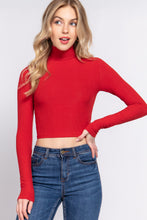 Load image into Gallery viewer, Long Slv Turtle Neck Rib Crop Knit Top
