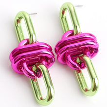 Load image into Gallery viewer, Color Metal Oval Link Earring
