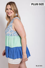 Load image into Gallery viewer, Floral Color Block Ruffle Detail Tiered V-neck Top
