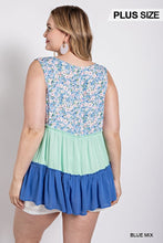 Load image into Gallery viewer, Floral Color Block Ruffle Detail Tiered V-neck Top

