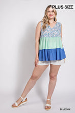 Load image into Gallery viewer, Floral Color Block Ruffle Detail Tiered V-neck Top
