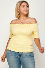 Load image into Gallery viewer, Plus Size Solid Off The Shoulder Smocked Top
