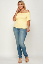 Load image into Gallery viewer, Plus Size Solid Off The Shoulder Smocked Top

