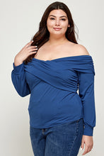 Load image into Gallery viewer, Plus Size Solid Wrap Dressy Top
