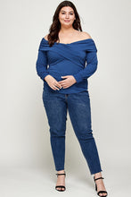 Load image into Gallery viewer, Plus Size Solid Wrap Dressy Top
