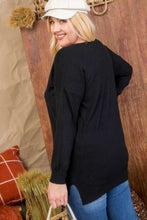 Load image into Gallery viewer, Plus Size V Neck 3/4 Sleeve Side Slit Hi-lo Sweater
