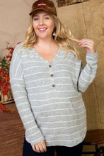 Load image into Gallery viewer, Brushed Hacci Two Tone Stripe Top
