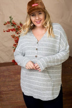 Load image into Gallery viewer, Brushed Hacci Two Tone Stripe Top
