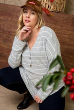Load image into Gallery viewer, Brushed Hacci Two Tone Stripe Top
