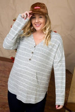 Load image into Gallery viewer, Brushed Hacci Two Tone Stripe Top
