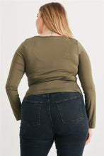 Load image into Gallery viewer, Plus Olive Ruched Long Sleeve Top
