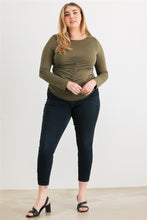 Load image into Gallery viewer, Plus Olive Ruched Long Sleeve Top
