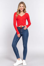 Load image into Gallery viewer, V-neck Shirring Tie Detail Sweater
