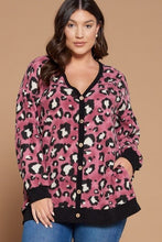 Load image into Gallery viewer, Plus Size Cozy Animal Mir Print With Brush Button Up Cardigan
