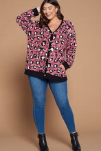 Load image into Gallery viewer, Plus Size Cozy Animal Mir Print With Brush Button Up Cardigan
