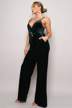 Load image into Gallery viewer, Samba Rhinestone Belt Velvet Jumpsuit
