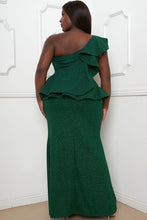 Load image into Gallery viewer, Glitter Ruffle Across Body Plus Size Maxi Dress

