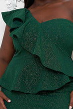 Load image into Gallery viewer, Glitter Ruffle Across Body Plus Size Maxi Dress
