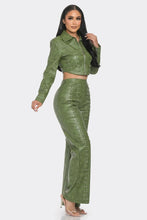 Load image into Gallery viewer, Faux Leather Set With Rhinestone Detail
