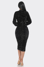 Load image into Gallery viewer, Midi 2 Way Zip Up Sequin Contrast Dress
