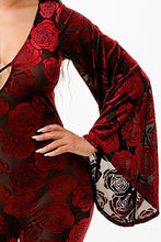 Load image into Gallery viewer, Velvet Flocking Jumpsuit/bell Sleeve

