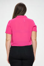 Load image into Gallery viewer, Plus Solid Chiffon Button Down Tie Front Short Sleeve Top
